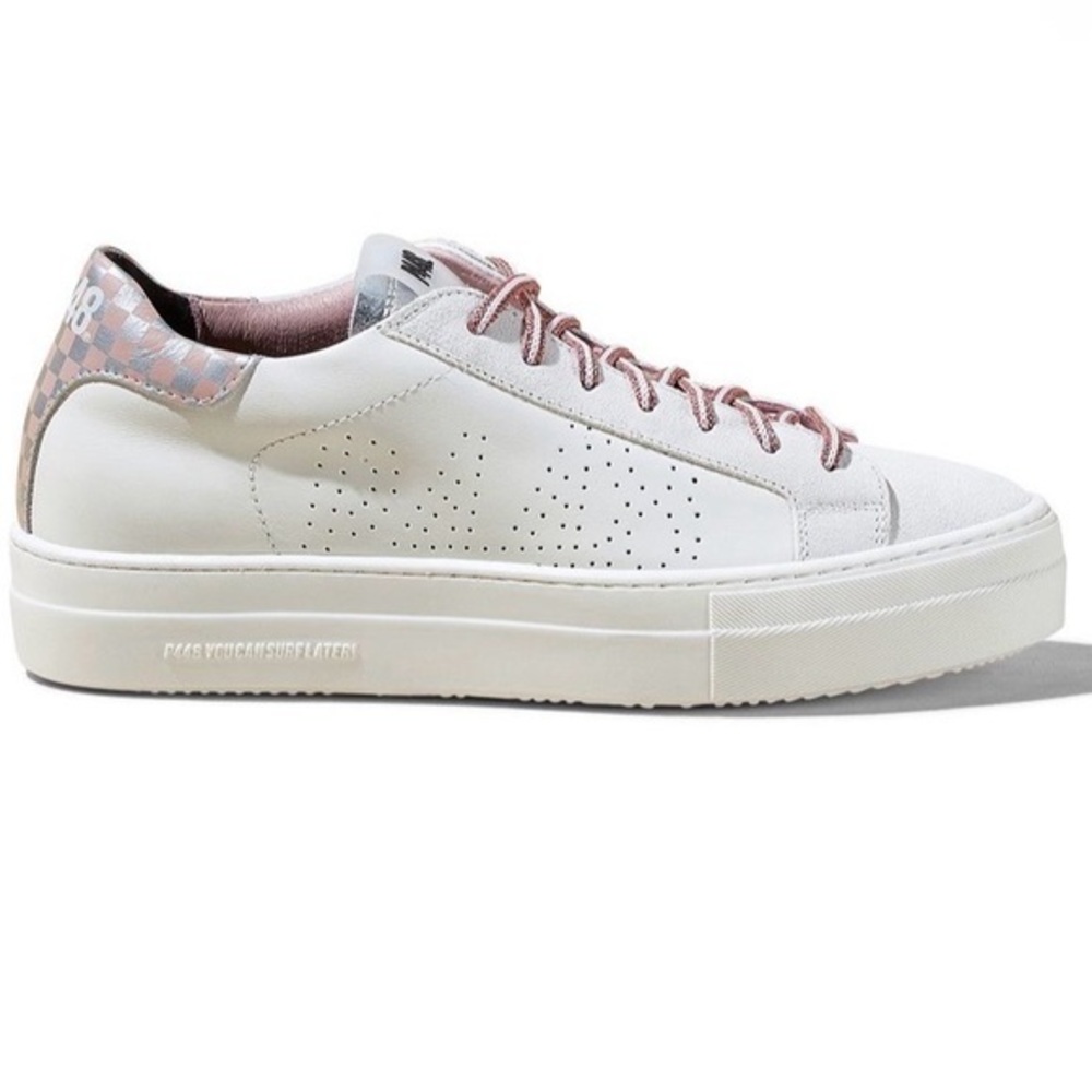 P448 Thea Mini Chess Pink Silver Platform White Sneakers Size 41 US 10 / 10.5